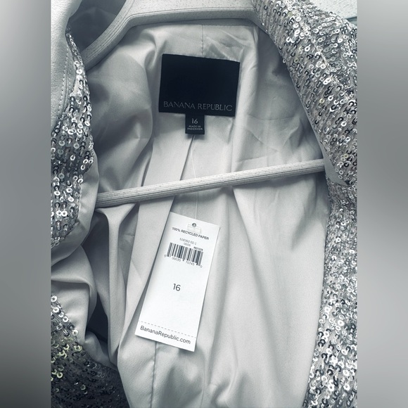 BANANA REPUBLIC BLAZER SEQUIN JACKET  CHAMPAGNE SILVER  NWT - Picture 5 of 5